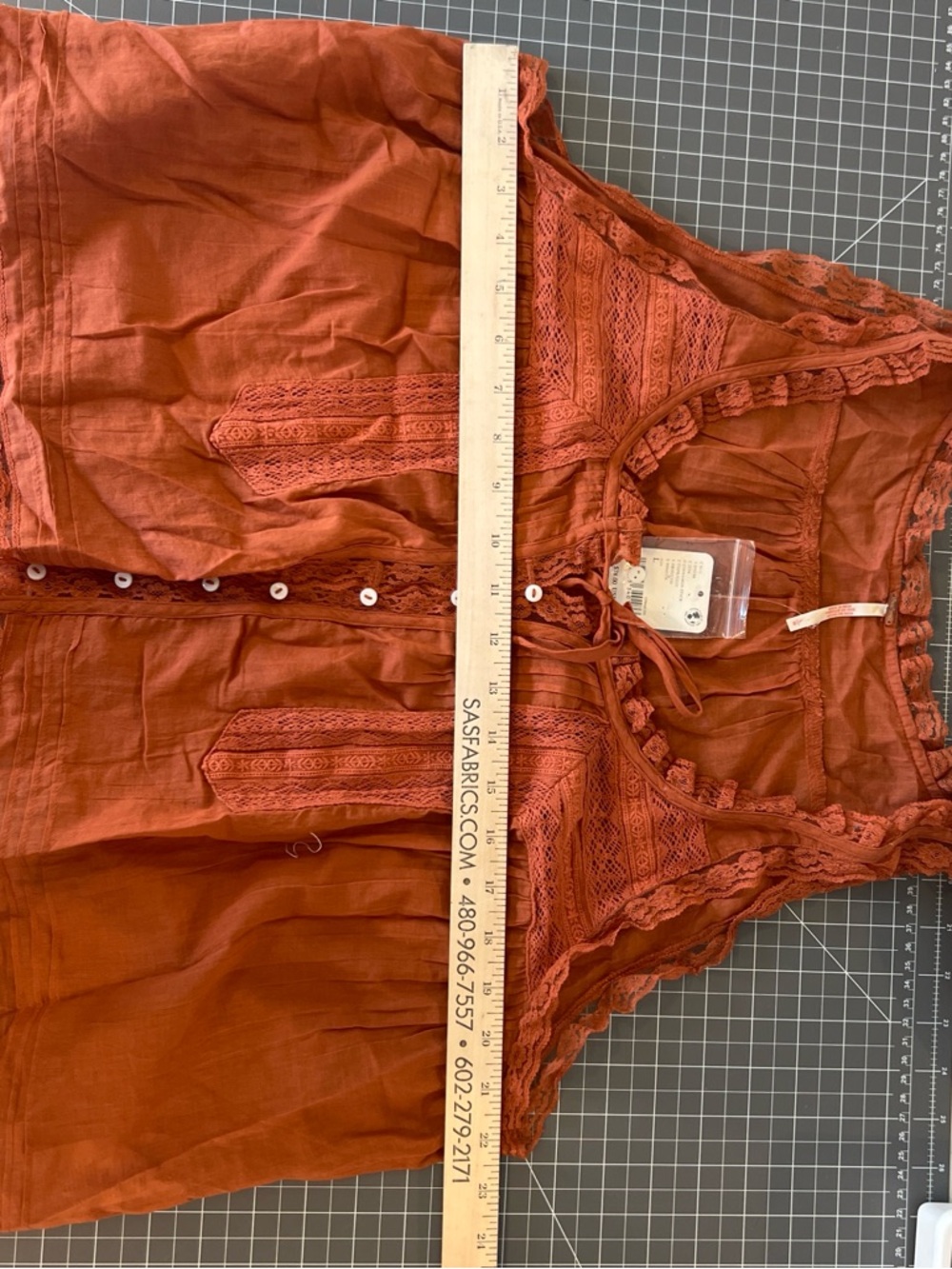 Free People Lace-Trim Button-Front Rust Camisole - Picture 6 of 7